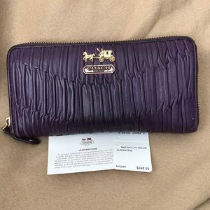 Coach Accordions zip around wallet purple leather